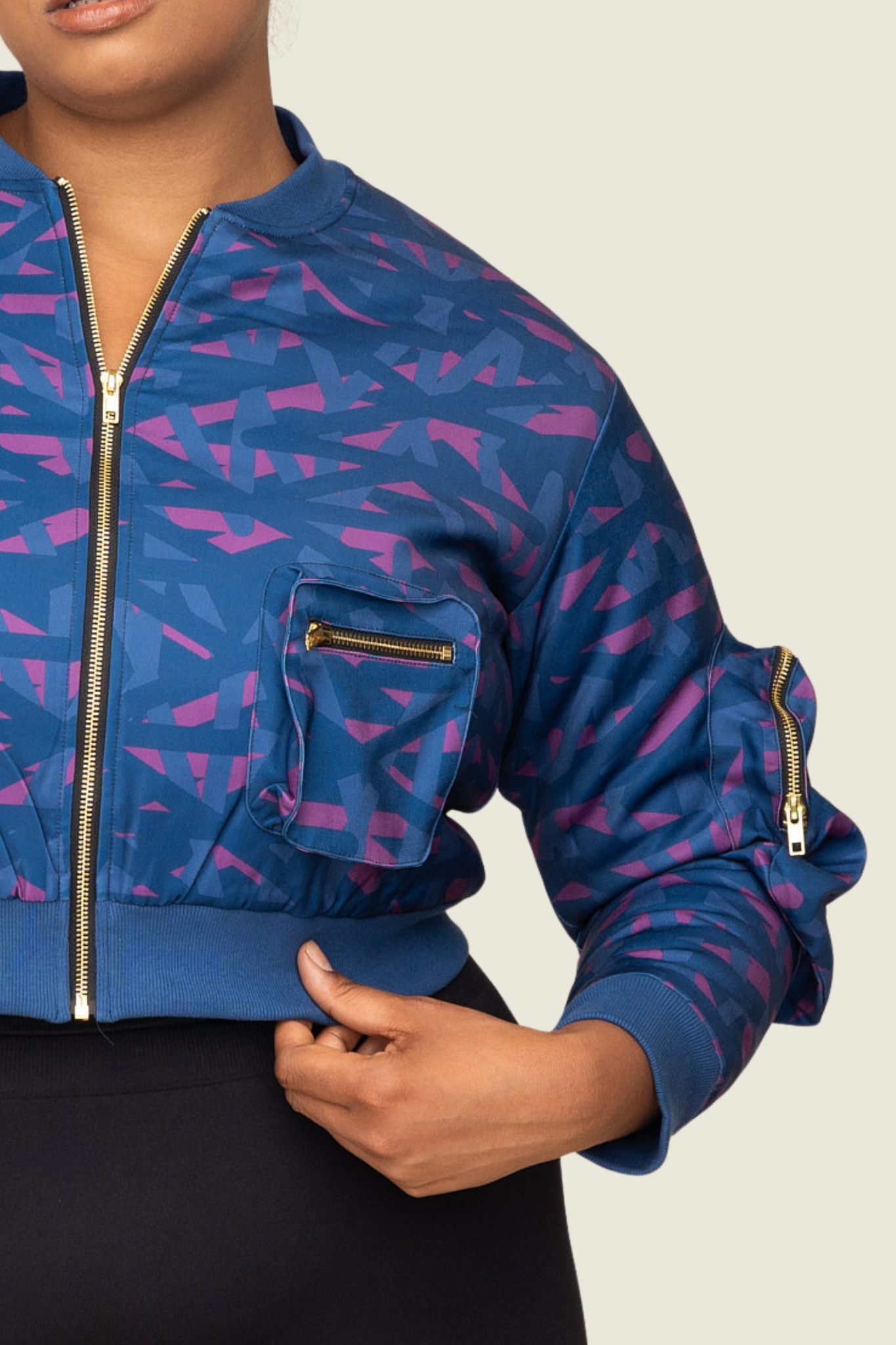 Ojuloge Zip Pocket Cropped Bomber Jacket