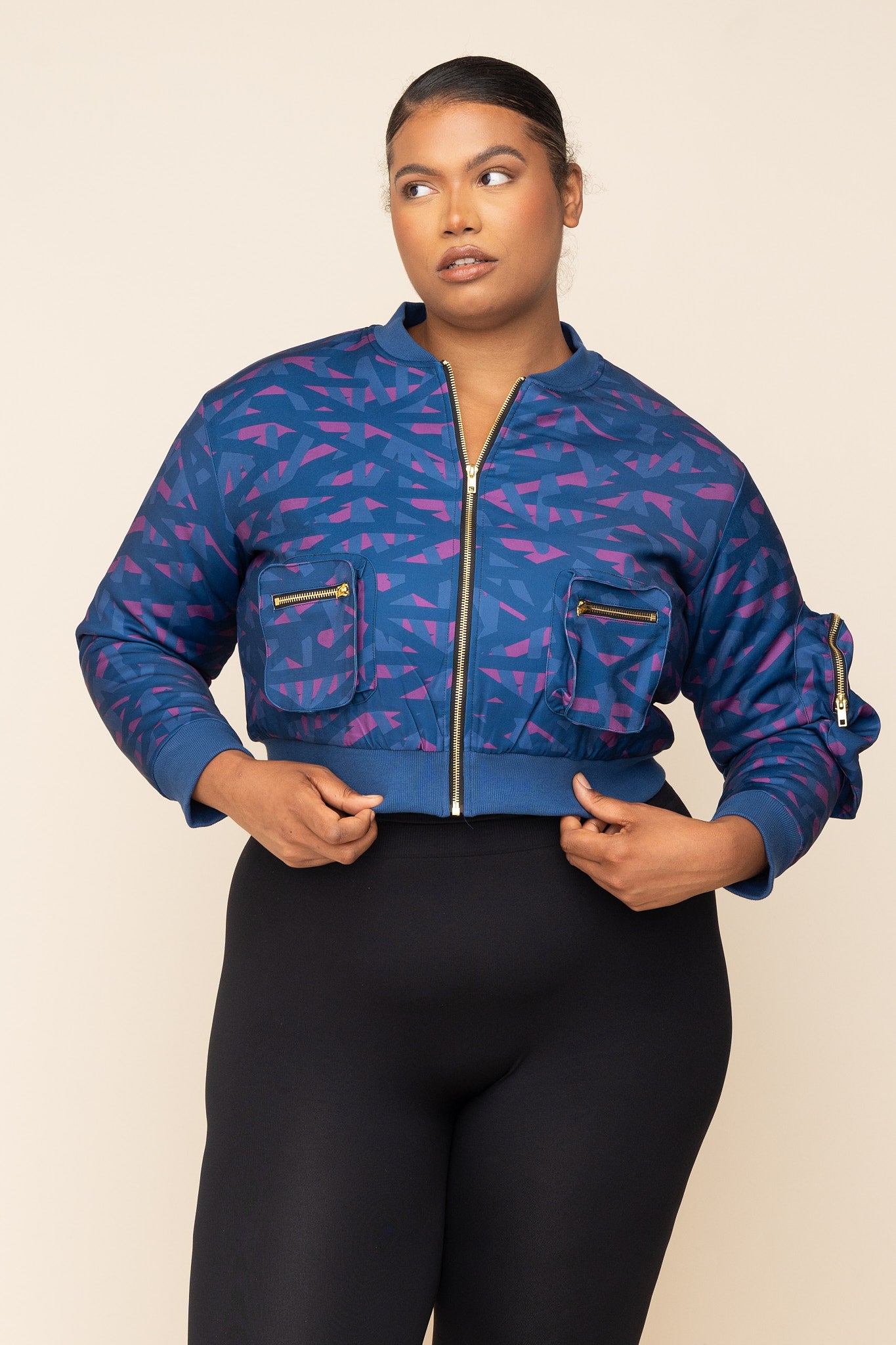 Ojuloge Zip Pocket Cropped Bomber Jacket