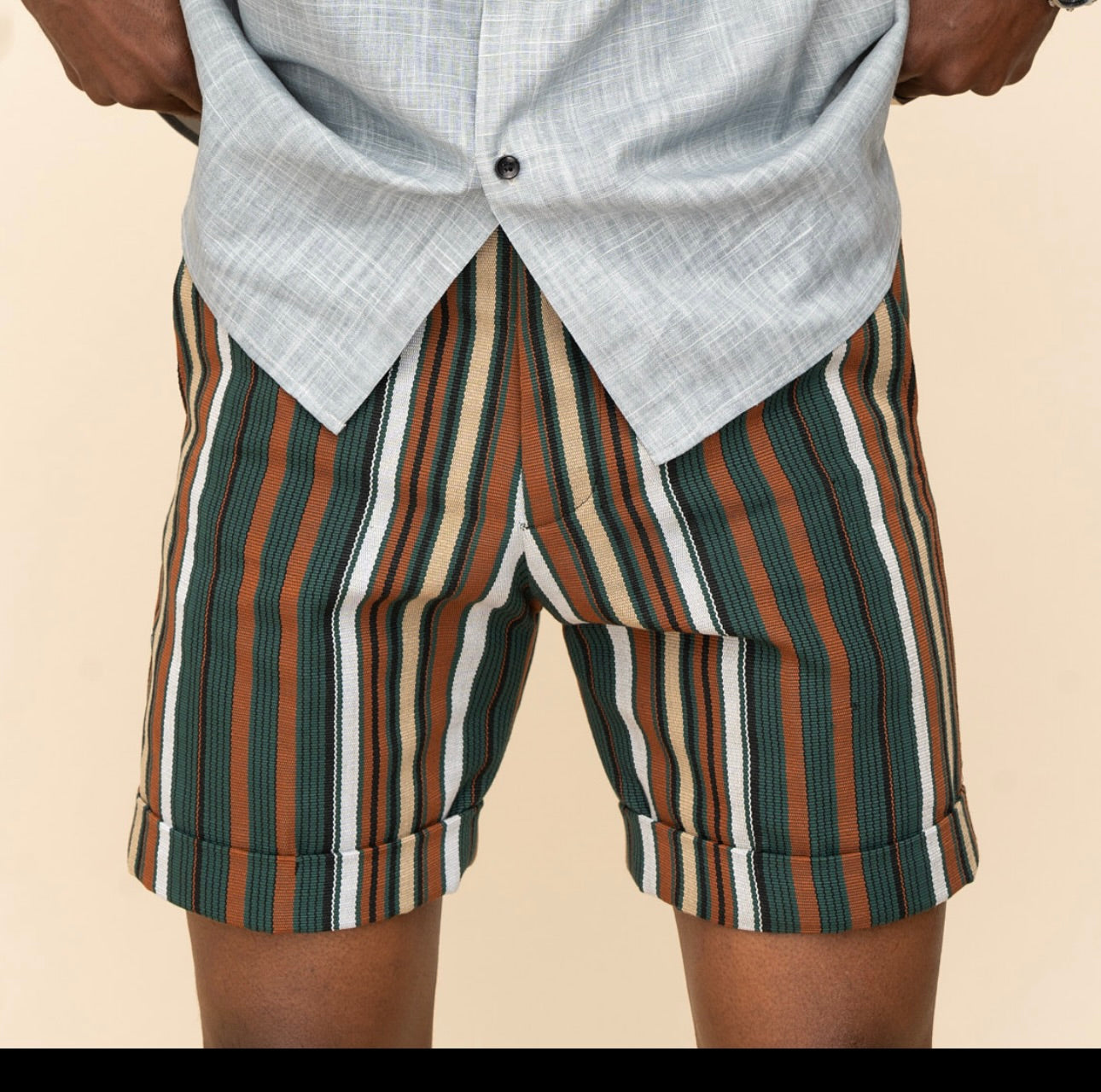 Striped Aso Oke Tailored Shorts
